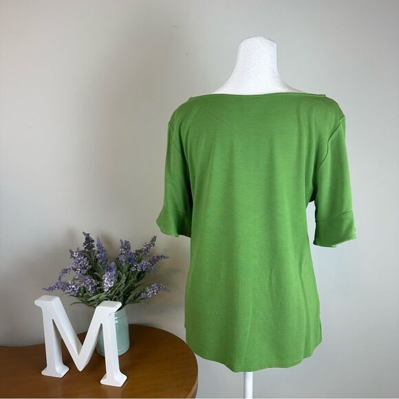 Ann Taylor Factory Green Bell sleeve tshirt - Size Medium Beautiful- EUC - Picture 2 of 6